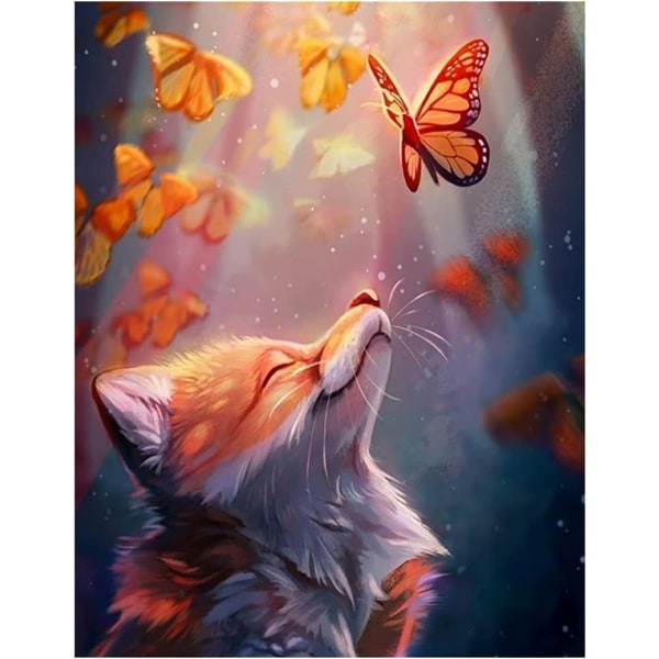 Fangshi DIY 5D Diamond Painting Kit Fox and Butterfly 30*40cm