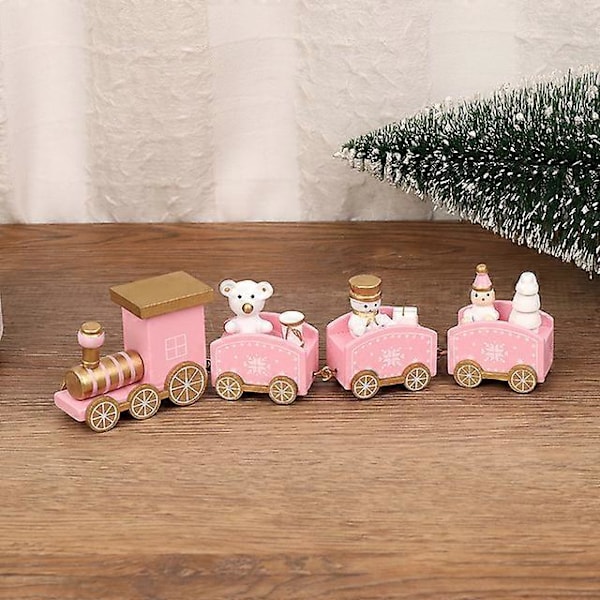 Juletog i tre - Julerpynt - Håndverk i tre - Julen 2023 - Navidad - Noel - Gaver - Godt nytt år 2024 C-Pink