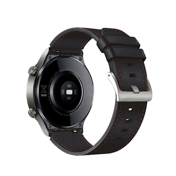 Læderrem til Huawei Watch GT2 Pro Black Red Lines