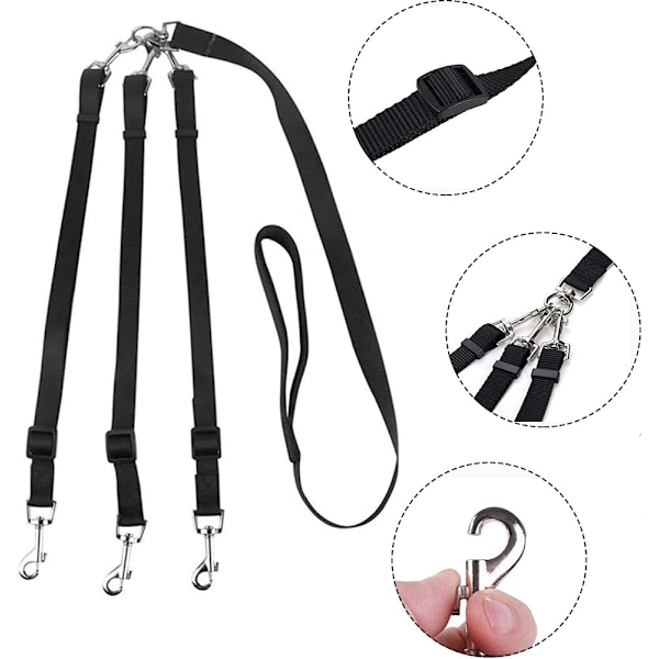 3 i 1 Hundetegn, med Justerbar Aftagelig Kobling, Holdbar Stærk Nylon Lang Line Hundeleder, til En, To, Tre Hunde Kæledyr Gåture Vandreture