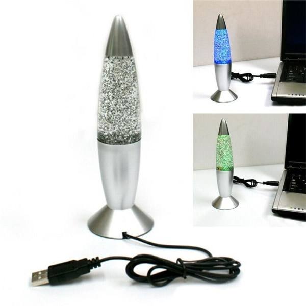 Lava lampe med glitter, skinner i flere forskellige farver Sølv
