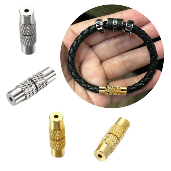 20 ST Mässing Sladd Ändstycken Smyckeslås Unika Smyckestillverkning Mässing Skruv Lås Sladd Ändar för Armband Halsband Silver Silver