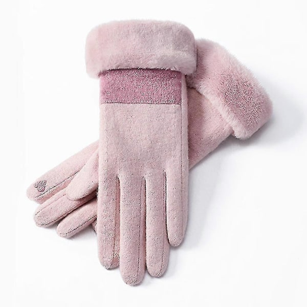 Varma Vinterhandskar med Touchscreen, Termiska Fleecehandskar, Vindtäta Skidhandskar Xs-xxxl Pink S