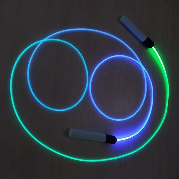 7 Färger i Ett Glödande LED Regnbågs Hopprep för Barn och Vuxna Lysande Träningsrep Ljusjusterbara Hopprep Djurkoppel light green handle