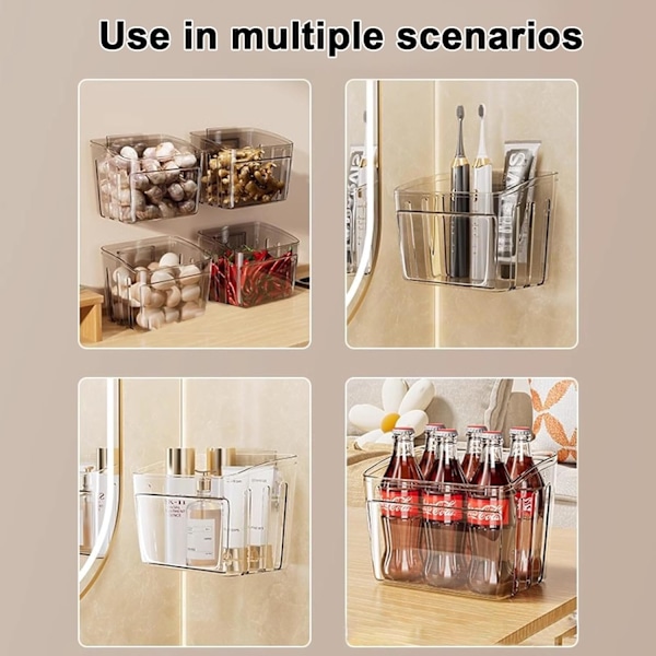3PCS Organiser Oppbevaring, Veggmontert Kjøkkenskap Døroppbevaringsboks, for Skap, Spiskamre og Skuffer