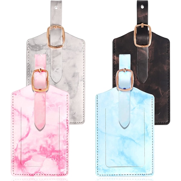 Bagagemærker, Rejse Sikre Bagagemærker, PU Marmor Bagagemærker, Kuffert ID Mærke Sæt, Personlig Visitkort Holder til Rejser for at Forhindre Tab Pink+Blue+Grey+Brown