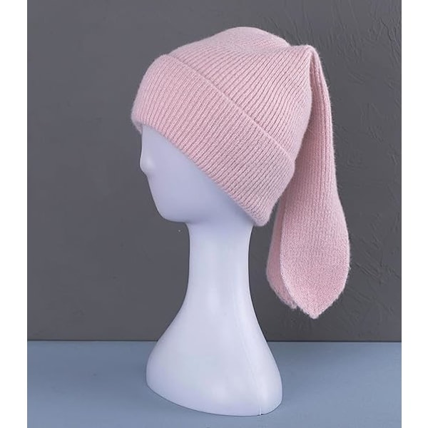 Dames Kanin Beanie med Lange Ører Sød Sjove Kanin Beanie Strikket Vinter Varmt Beanie Udendørs Fritid Piger Beanie
