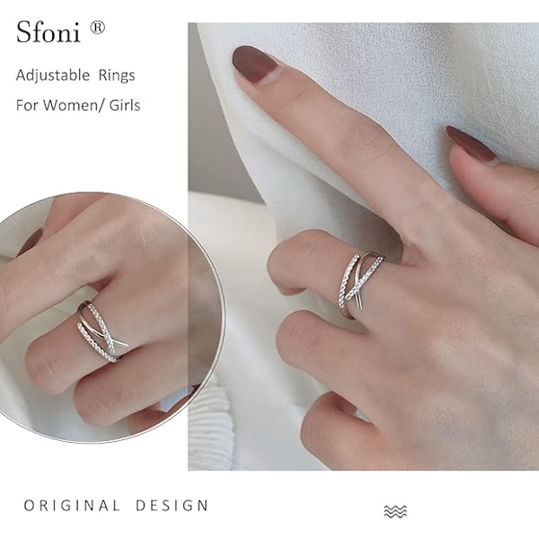 Oro Rings för Kvinnor Män, Hypoallergen Sterling Silver Ring Justerbar Fidget Rings