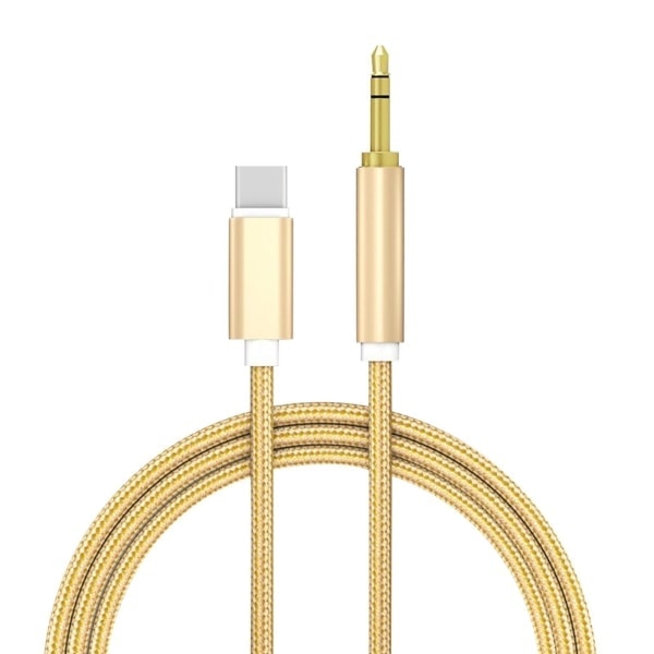 USB Type C - 3,5 mm Aux-äänikaapeli Kuulokemikrofoni Kaiutin Kuulokeliitäntäadapteri Auto Aux Samsungille, kulta