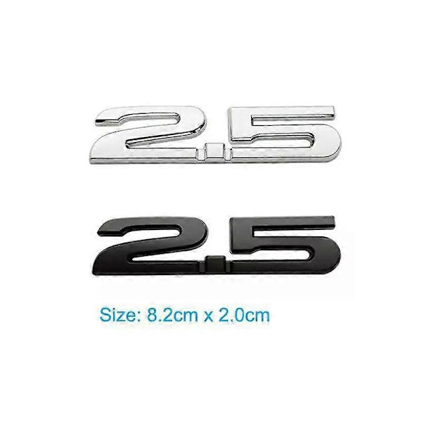 3D Metallkrom Svart Logotyp 2.0 2.5 Emblem Bil Skärm Badge Bagageutrymme Dekal För Mazda CX5 2.0 2.5 Stikcer Tillbehör Silver 2.5