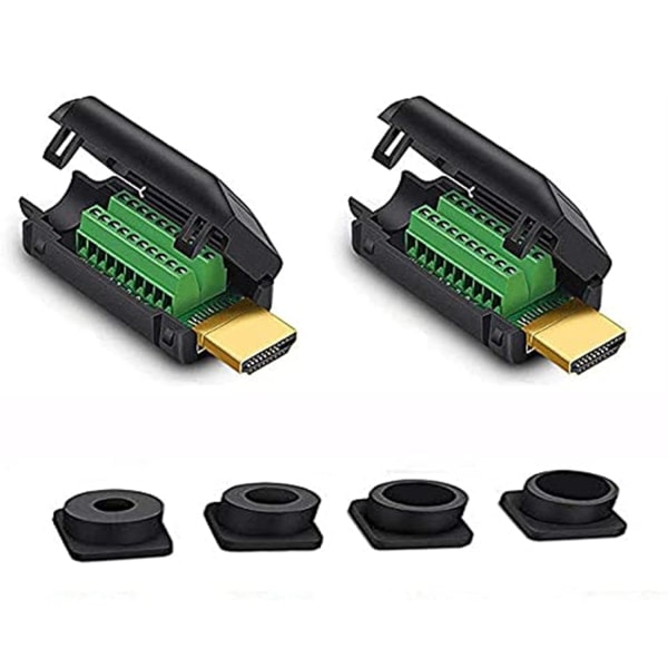 2 st HDMI Lödfri Hankontakt Snabbkoppling, Fri Svetsning Terminal Breakout Kopplingsplint med Tillbehör