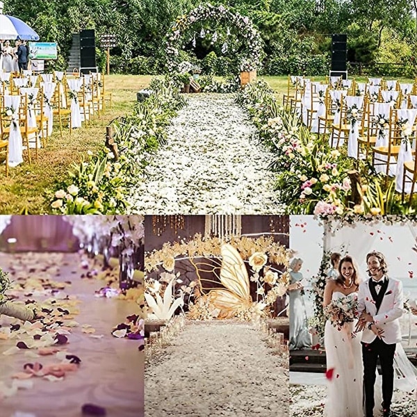 1000 stk. Kunstige Rosenblade til Bryllupsdekorationer, Romantisk Aften, Valentinsdag, Events, Hvid White