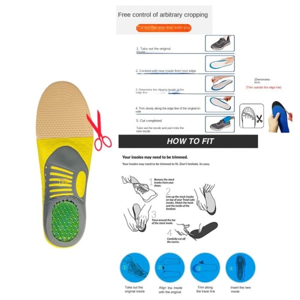 1 par ortopediske såler Flat foot 35-40 35-40 35-40