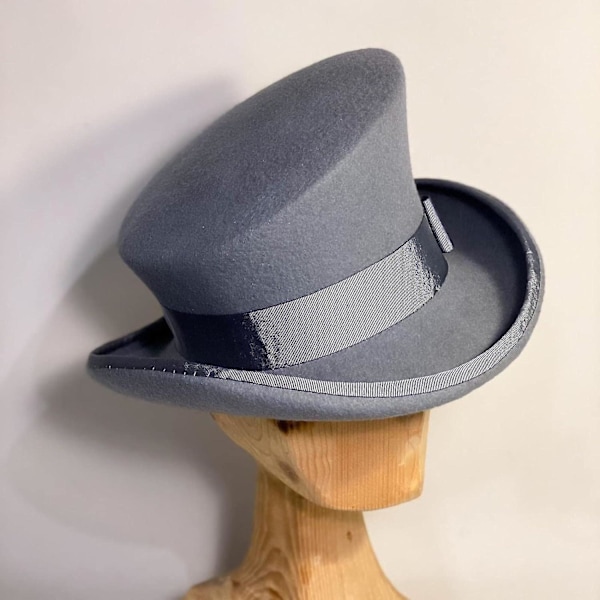 Asymmetrisk Topphatt Ullhatt Dame Herre Unisex Hatt Steam Punk Hatt Topphatt Mote Bånd Dekorativ Hatt Dekk Hode For Menn-yu Grey One Size