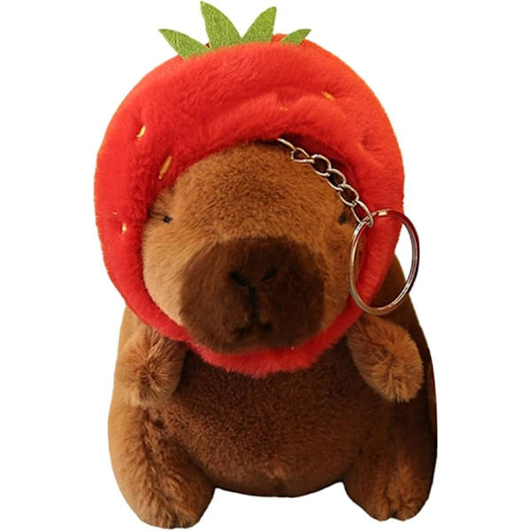 Kapibara-Plush-Avaimenperä Täytetyt Eläimet Avaimenperä Syntymäpäivälahja Pehmeä Realistinen Koristeellinen Reppu-Laukku Ripustus Tytöille Pojille Red
