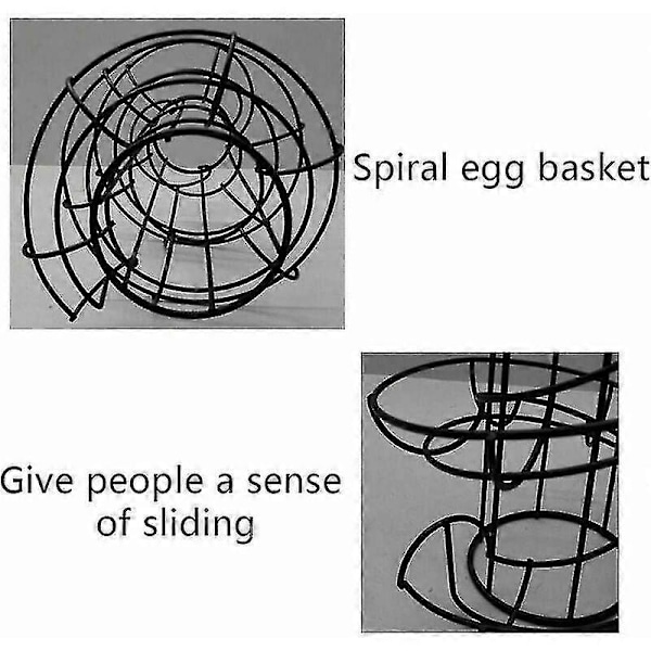 Spiralformad ägghållare i metall - Äggställ för köket - 24 ägg (Svart)