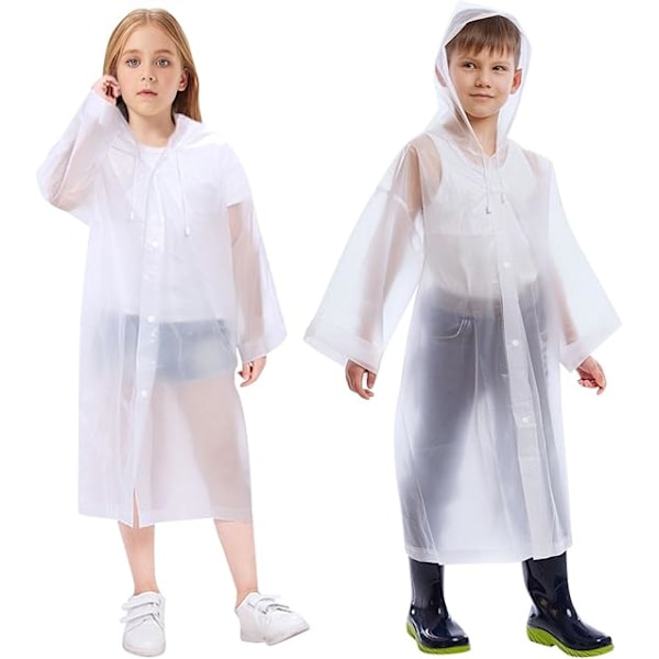 1PCS Barn Regnrock för Flickor Pojkar, Barn Bärbar Regnrock Regn Poncho Barn Vattentät White