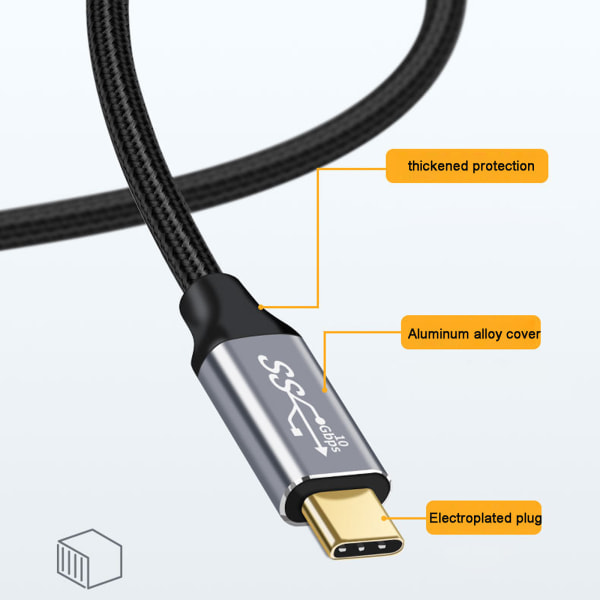 Type C forlængerkabel USB C forlængerledning 100W han til hun opladningsdatakabel 0.5m