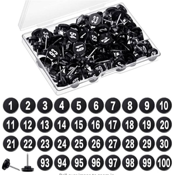 100 numbered map pins Numbered map pins for photo wall decoration bulletin boards Black Black