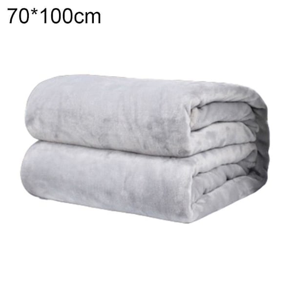 Polyester Myk Varm Ensfarget Teppe Sovepledd Gulvteppe for Hjem Soverom Sengetøy Silver grey 70*100cm.