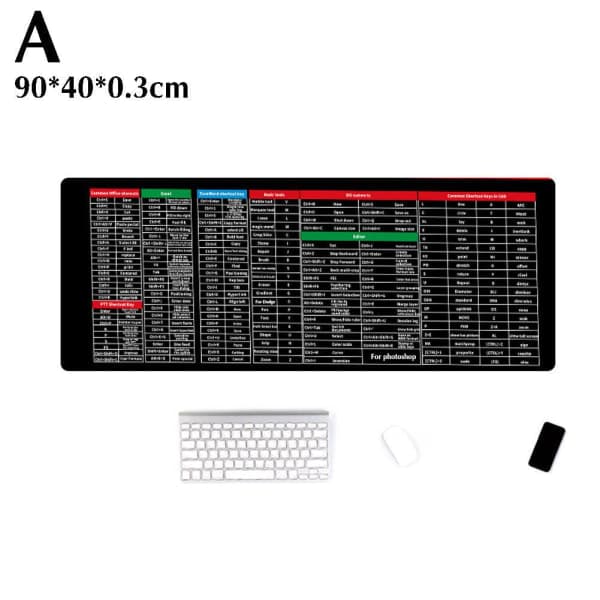 Stor musematte Word/Excel/Power Point snarveistaster Skrivebord P 80*30*0.3cm 1 stk