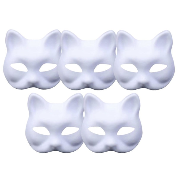 Therian-naamio, kissanaamio, DIY-aihiot valkoiset paperiset kissanaamiot koristeluun, muokattavat graffitivalmiit mallit, ihanteellinen käsinmaalaukseen, cosplayhin, kesäkuu 6.15 5pcs