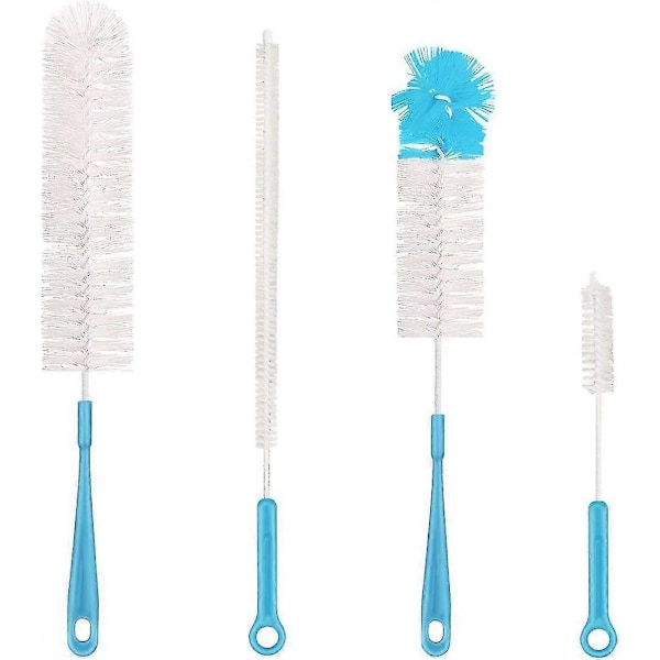4-pack Flaskrengöringsborste Set Multifunktionella Borstar Lång Vattenflaska Borste Flaskrenare - Blå