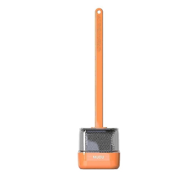 Silikoninen WC-harja ja pidike, WC-harja ja pidike WC-harja L Helppo WC:n kulmien puhdistus Orange