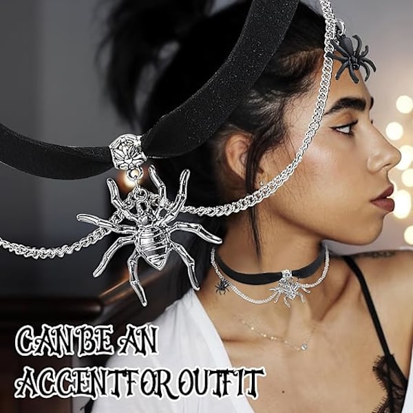 Halloween Choker Halskæde, Sort Edderkop Gothic Choker Dekoration til Kvinder, Goth Halskæde til Halloween Cosplay Party Kjole