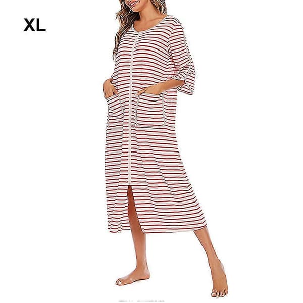 Polyester Dam Nattlinne Ersättningsdragkedja Höst Vinter Morgonrock -Sy Red XL