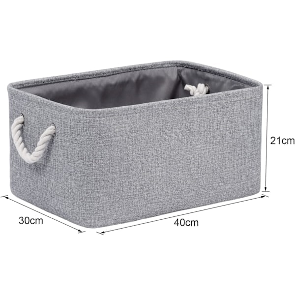 Oppbevaringskurv for hyller, oppbevaringsbokser med håndtak, store oppbevaringsbeholdere i stoff for organisering av hjem og kontor, hvit og grå Full/Grey 15inch