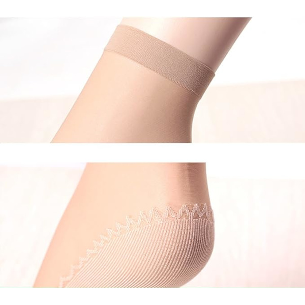 Dam 12 par Silkeslen Anti-Slip Bomullssula Sheer Ankle High Strumpbyxor Strumpor Förstärkt Tå, Sheer Ankle Nylon pop strumpor 12 Pairs Beige 4-9