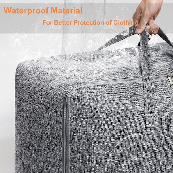 Klær Oppbevaringspose Dyne Oppbevaringsposer King Size Oppbevaringsposer for Dyner Klær Quilt Tepper Sengetøy Dyneposer Under Sengen Oppbevaringsposer med Glidelåser Grey 75L*6PCS