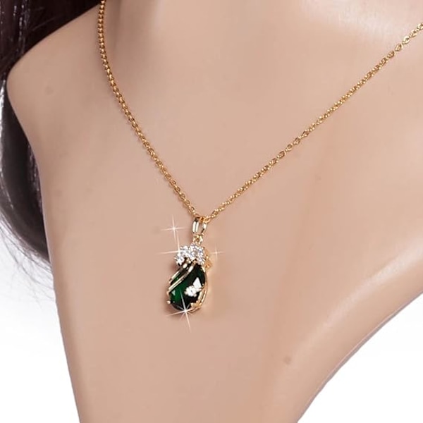 18K Gullbelagt Rhinestone Krystall Rød Krystall Anheng Halskjeder Ideer B