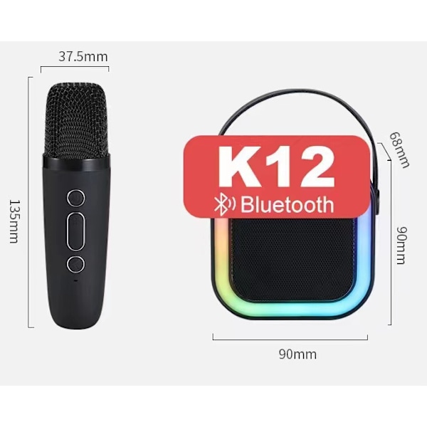 Mini Karaoke-maskin for barn og voksne, bærbar Bluetooth Karaoke-høyttaler med 2 trådløse mikrofoner, perfekt gave til jenters bursdagsfest Off-white