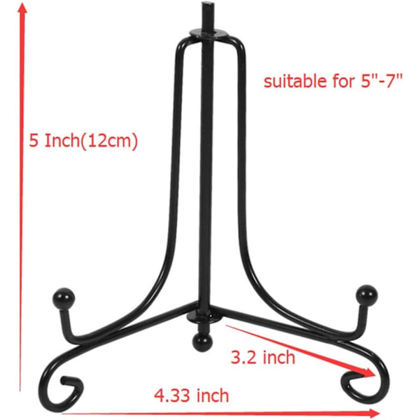 4-pak Iron Display Stativ, Sort Jern Staffeli Plade Display Fotoholder Stativ, Viser Billedrammer, Kogebøger, Dekorative Tallerkener, Tablets og Kunst 5 inch