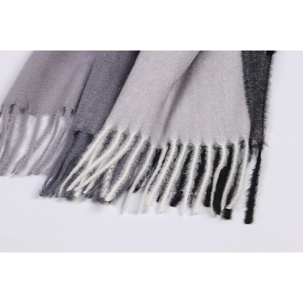 Myk Kvinner Cashmere Ull Sjal Stor Pashmina Sjal og Wrap Varmt Stjål Teppe Black&grey