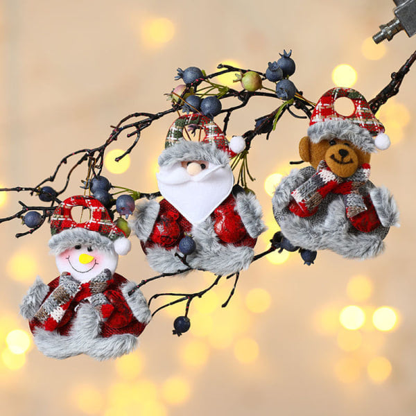 4 små julepynt i stoff, juletrærpynt