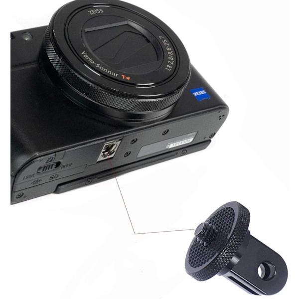 Kamera Mount Adapter 1/4\" -20 Konverteringsadapter Tripodmontering til Aluminium Metal - Monter dit Kamera til ethvert GoPro Mount Tilbehør, 2 Pak