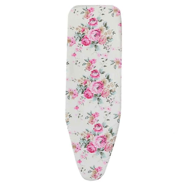 Uppgraderat Brännmärkesresistent Strykbrädsöverdrag med Tryckt Mönster, Dragsko och 2 Extra Förtjockade Kuddar Bright Flowers 120 x 41 cm