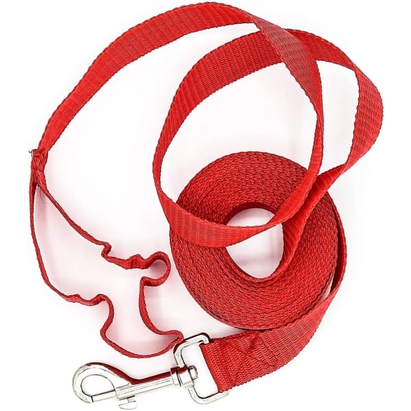 Ekstra Lang Hundetreningsline, 5m Nylonline for Store, Mellomstore og Små Hunder - Perfekt for Innkallingstrening, Lydighet, Løping, Camping Red