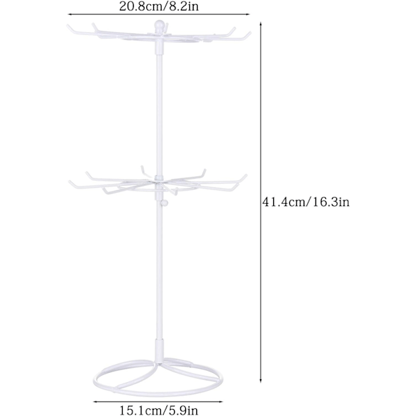 Smykkering Display Stativ Holder Rack, Roterende Smykkestativ, 2-Lags Armbånd Halskjede Oppbevaringsstativ Nøkkelring Display Henger Gave til Jenter Kvinner A