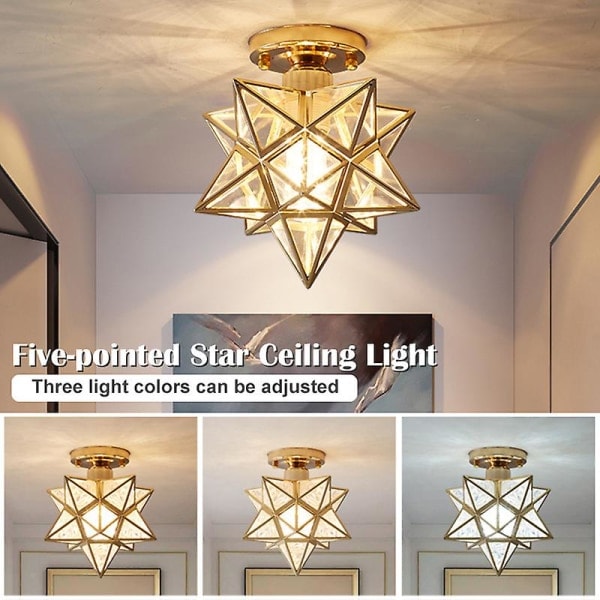 Taklampe Femspissstjerne - Gang, Korridor, Balkong - Små Lamper - Jernkunstlampe Golden A