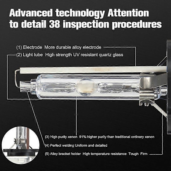 D3S Xenon HID-pærer 35W 6000K Hvit for Charger, 2-pakning