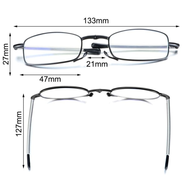 Fällbara läsglasögon Presbyopia Glasögon SVARTA STYRKAN Svart Styrka 2.5x-Styrka 2.5x Black Strength 2.5x-Strength 2.5x