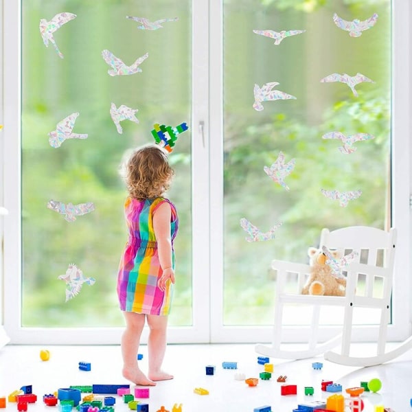 20-pack anti-kollisionsvarningsdekaler för fönster och glasdörr, fågelskydd - färg