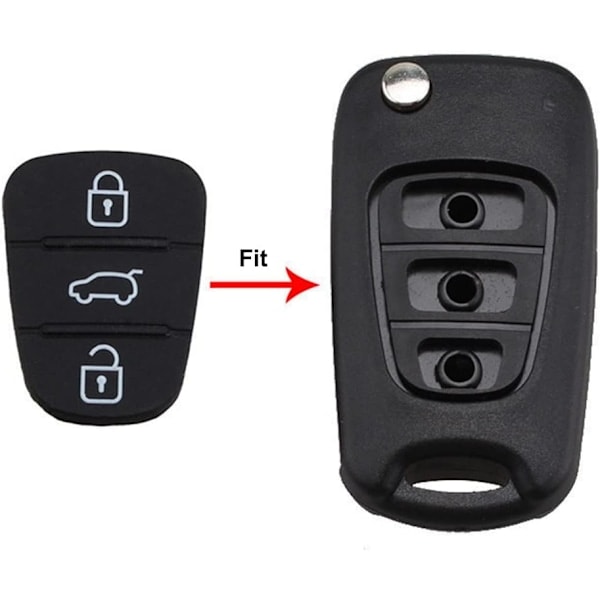 3-knapps nyckelskal nyckelring platta gummibyte för Hyundai IX35 I30 Accent Kia K2 K5 Rio, bilnyckelskal bilreservdelar 1PC