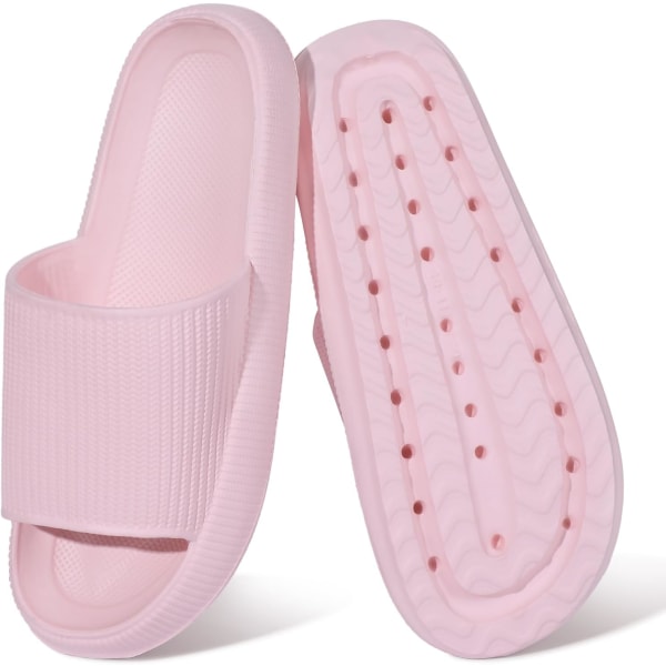 Cloud Sliders Dame Herre, Sklisikre Baderomsslippers Dame Sommer, Myke Flip Flop Puteslippers, Plattform Basseng Sliders Dusjsko for Innendørs Pink 1 5.5 to 6.5 UK