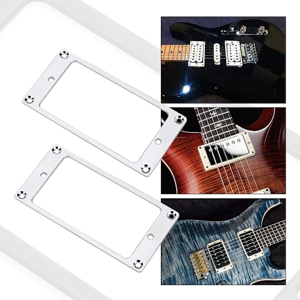 2 st Silver Humbucker Pickup Monteringsringar med Skruvar 92x46mm Metall Platt Pickup Ram för Elgitarr Ersättningsdelar