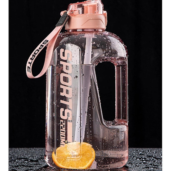 1700ml/2500ml Vannflaske med sugerør og skala, stor moteriktig sportsflaske for trening pink 1700ML